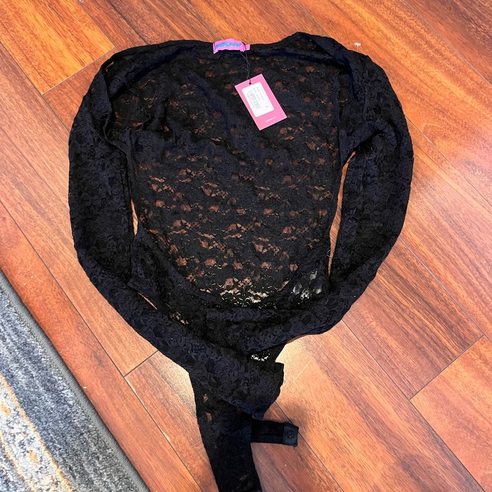 New with tags Edikted Black Lace Long sleeve Bodysuit - Picture 1 of 2